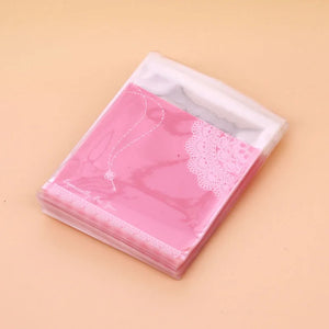 100pcs Pink 10x10+3cm Cookies Pouches Plastic Bags
