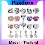 Pink Mom Heart Love You Series Pendant Beads for Pan Charms Bracelets