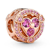Pink Mom Heart Love You Series Pendant Beads for Pan Charms Bracelets