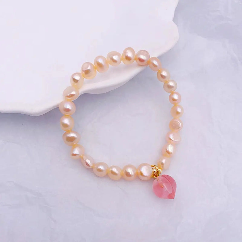 Pink Purple Freshwater Pearl Bracelet Honey Peach Pendant Wedding Jewelry