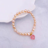 Pink Purple Freshwater Pearl Bracelet Honey Peach Pendant Wedding Jewelry