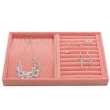 Pink Velvet Jewelry Display Organizer Case Tray Holder