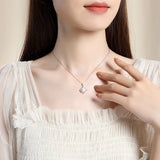 Four Leaf Clover Pearl Necklace 925 Silver Retro Zircon Pendant Necklace