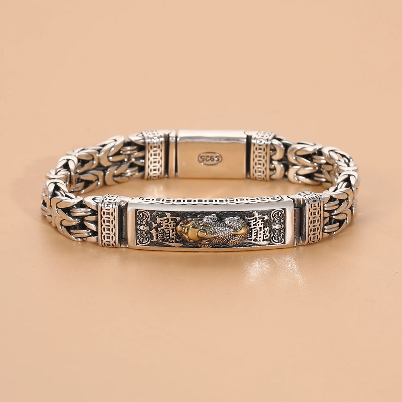 National Wind Bracelet Retro Double Peace Pattern Silver Hand Jewelry