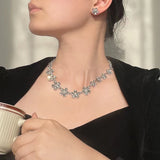 Flower Necklace Collar Chain Celebrity Charm Jewelry Set