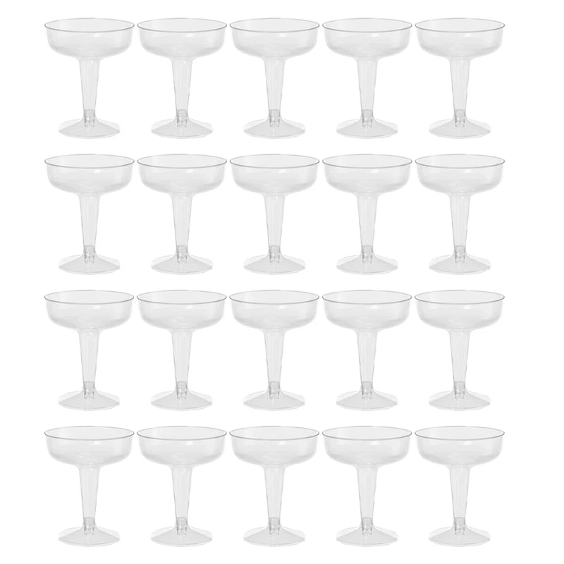 20Pcs Clear Plastic Champagne Glasses for Parties