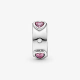 925 Silver Feathered Band of Hearts Butterfly Clip Bead