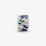 925 Silver Feathered Band of Hearts Butterfly Clip Bead