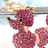 Poodle Dog Charm Pendant Key Chain Rhinestone Crystal Purse Bag Women Jewelry