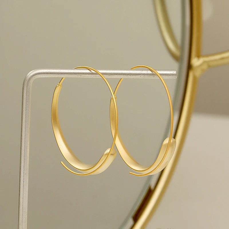 14K Real Plated Matte Frosted Texture Hoop Earrings for Women Girl Jewelry