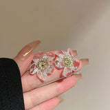 14K Gold Plated Resin Flowers Earrings S925 Silver Stud Party Gift