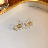 14K Gold Plated Resin Flowers Earrings S925 Silver Stud Party Gift