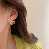 14K Gold Plated Resin Flowers Earrings S925 Silver Stud Party Gift