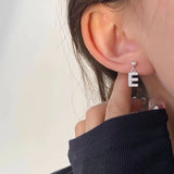 925 Silver Letter Stud Earrings Zircon Charm Jewelry for Women Gift
