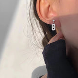 925 Silver Letter Stud Earrings Zircon Charm Jewelry for Women Gift