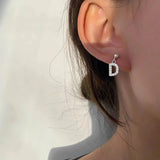 925 Silver Letter Stud Earrings Zircon Charm Jewelry for Women Gift
