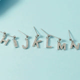 925 Silver Letter Stud Earrings Zircon Charm Jewelry for Women Gift