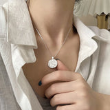 925 Silver Round Necklace For Women Fine Jewelry