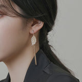 14K Real Leaves Earrings for Women Charming Jewelry