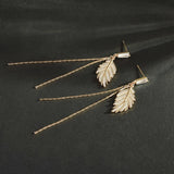 14K Real Leaves Earrings for Women Charming Jewelry