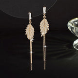 14K Real Leaves Earrings for Women Charming Jewelry