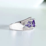Amethyst Flower Ring Wedding Party Jewelry for Women Girls Gift