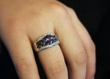 Amethyst Flower Ring Wedding Party Jewelry for Women Girls Gift