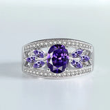 Amethyst Flower Ring Wedding Party Jewelry for Women Girls Gift