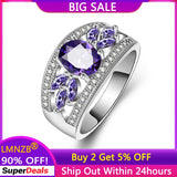 Amethyst Flower Ring Wedding Party Jewelry for Women Girls Gift