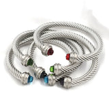 Colorful Zircon Braided Bracelet 7MM Open Twisted Jewelry Gift Women