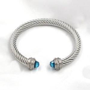 Colorful Zircon Braided Bracelet 7MM Open Twisted Jewelry Gift Women