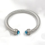 Colorful Zircon Braided Bracelet 7MM Open Twisted Jewelry Gift Women