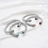 Colorful Zircon Braided Bracelet 7MM Open Twisted Jewelry Gift Women