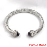 Colorful Zircon Braided Bracelet 7MM Open Twisted Jewelry Gift Women