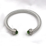 Colorful Zircon Braided Bracelet 7MM Open Twisted Jewelry Gift Women