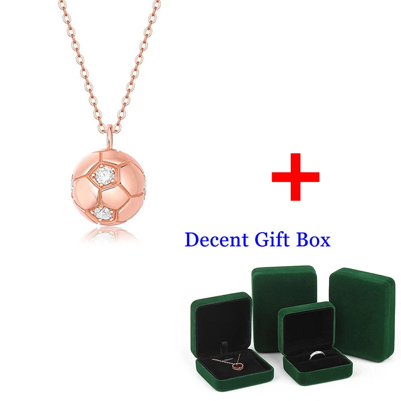 D Moissanite Football Pendant Necklace Silver 925 Original Gemstone
