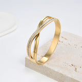 Sparkling Mosaic Rhinestone Cuff Bangles & Bracelets Rose Stainless Steel Bangle