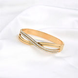 Sparkling Mosaic Rhinestone Cuff Bangles & Bracelets Rose Stainless Steel Bangle