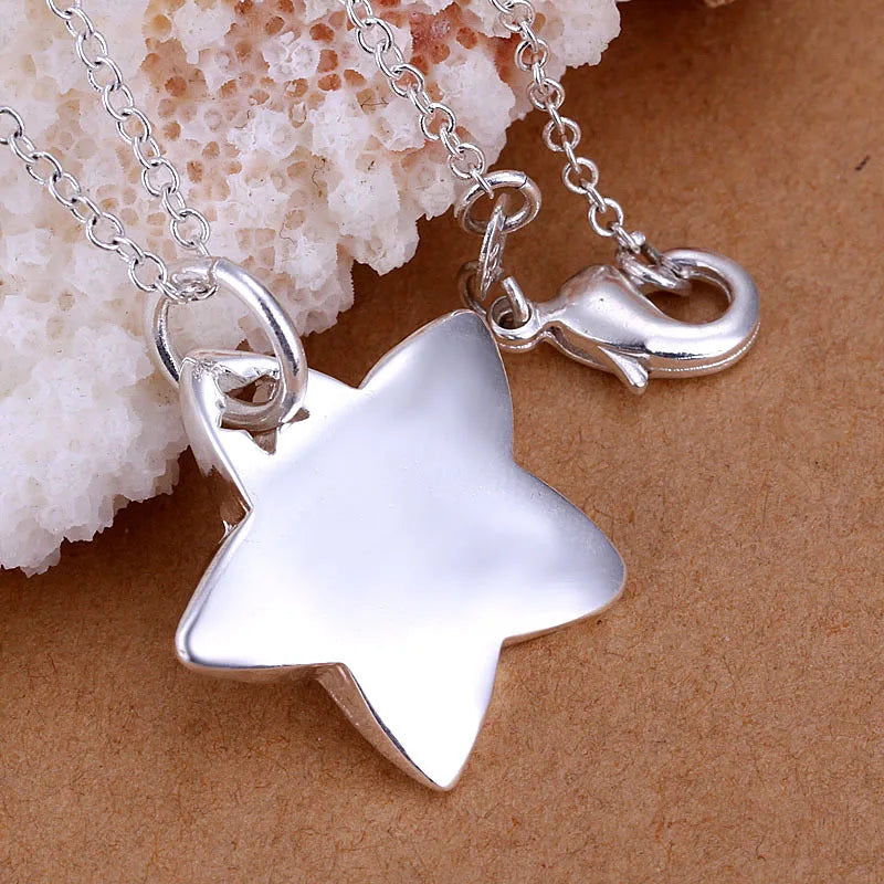 925 Stamp Silver Star Pendant Necklace For Women