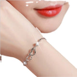 925 Silver Crystal Heart Bracelet for Women Wedding Jewelry