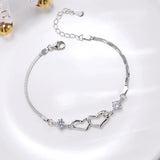925 Silver Crystal Heart Bracelet for Women Wedding Jewelry