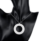 925 Silver Round Necklace Earrings Set for Women