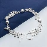925 Sterling Silver Beads Bracelet for Women Party Wedding Jewelry