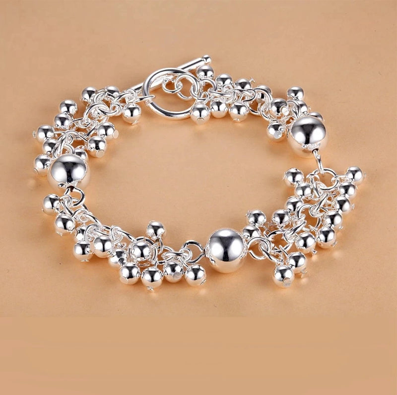 925 Sterling Silver Beads Bracelet for Women Party Wedding Jewelry