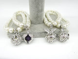 8mm Beige Glass Simulated-Pearls Bracelet with Small Locket Balls