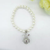 8mm Beige Glass Simulated-Pearls Bracelet with Small Locket Balls