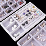 Portable Gray Velvet Jewelry Storage Boxs Ring Earring Organizer