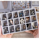 Portable Gray Velvet Jewelry Storage Boxs Ring Earring Organizer