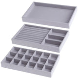 Portable Gray Velvet Jewelry Storage Boxs Ring Earring Organizer