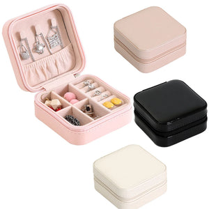 Portable Jewelry Box Storage Organizer Earring Necklace Ring Case